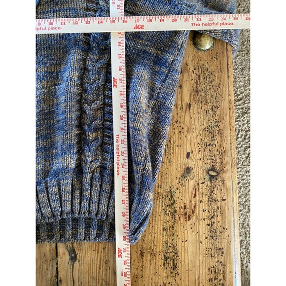 Leif Nelson Mens Knitted Hooded Sweater Blue XL Buttoned Collar Warm Pullover - Picture 7 of 7